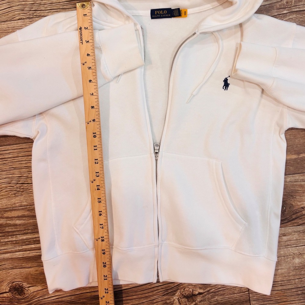 Polo Ralph Lauren Full Zip Hoodie Womens Small White Excellent Pony Logo - Picture 4 of 10